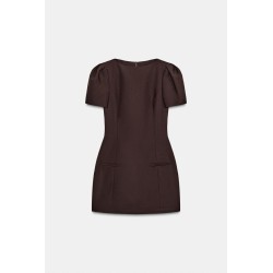 Robe courte marron avec plis