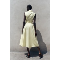 ROBE MIDI EN POPELINE CEINTURE